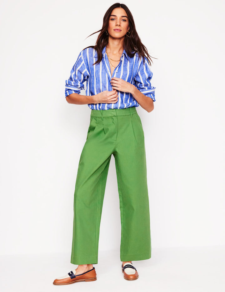 Bloomsbury Cotton Pants-Paradise Green