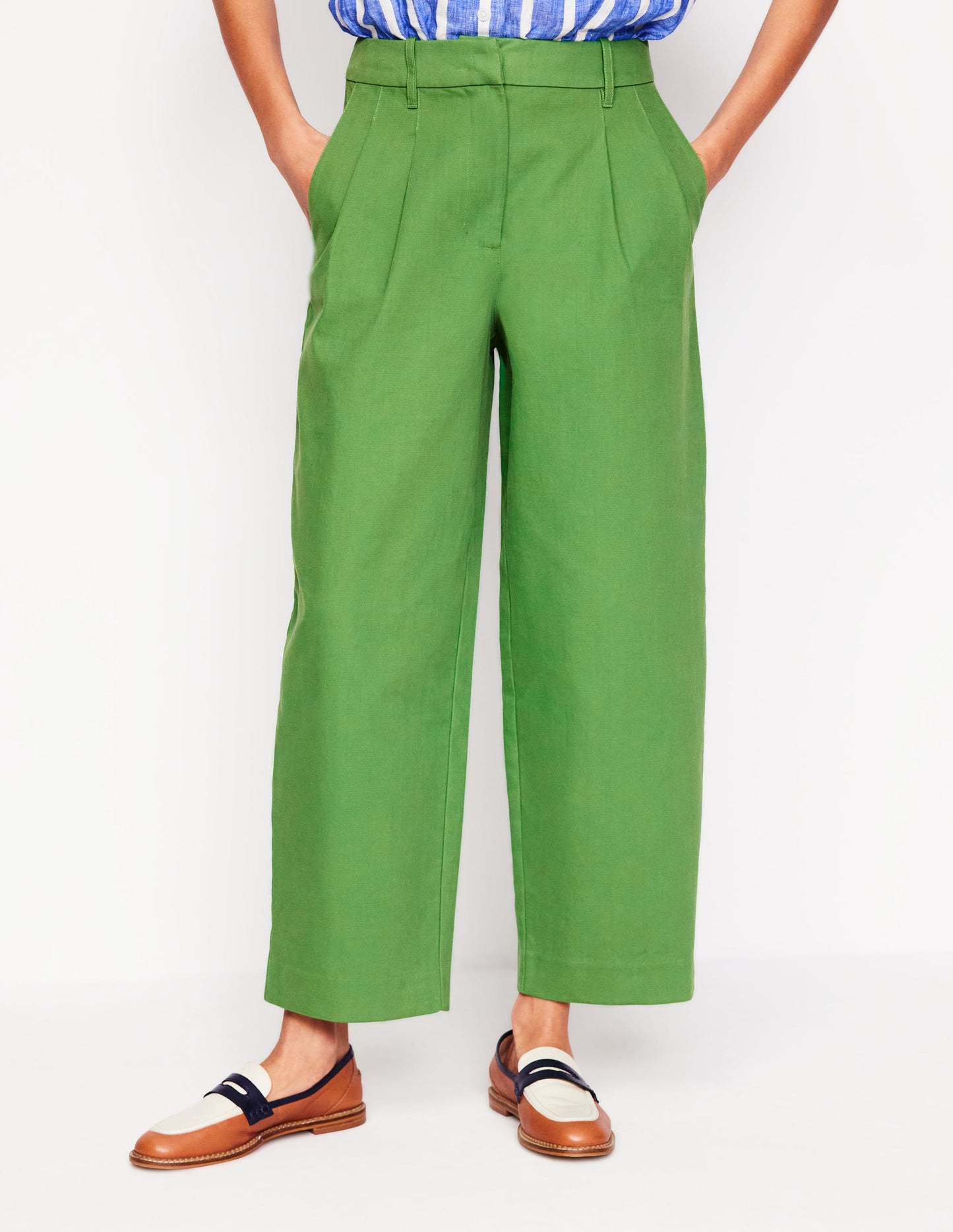 Bloomsbury Cotton Pants-Paradise Green