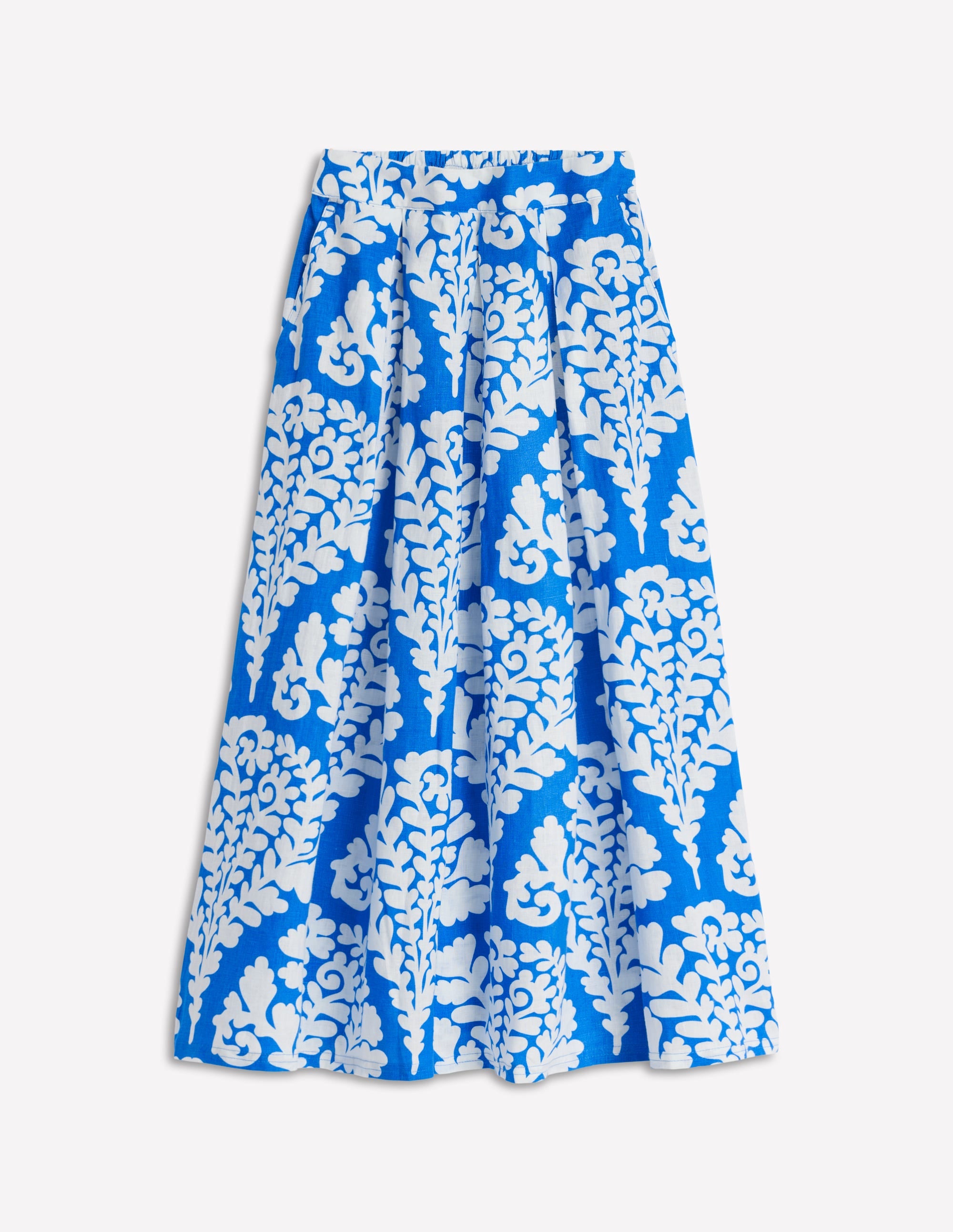 Verity Linen Midi Skirt-Cerulean Blue, Blossomy - Image 6