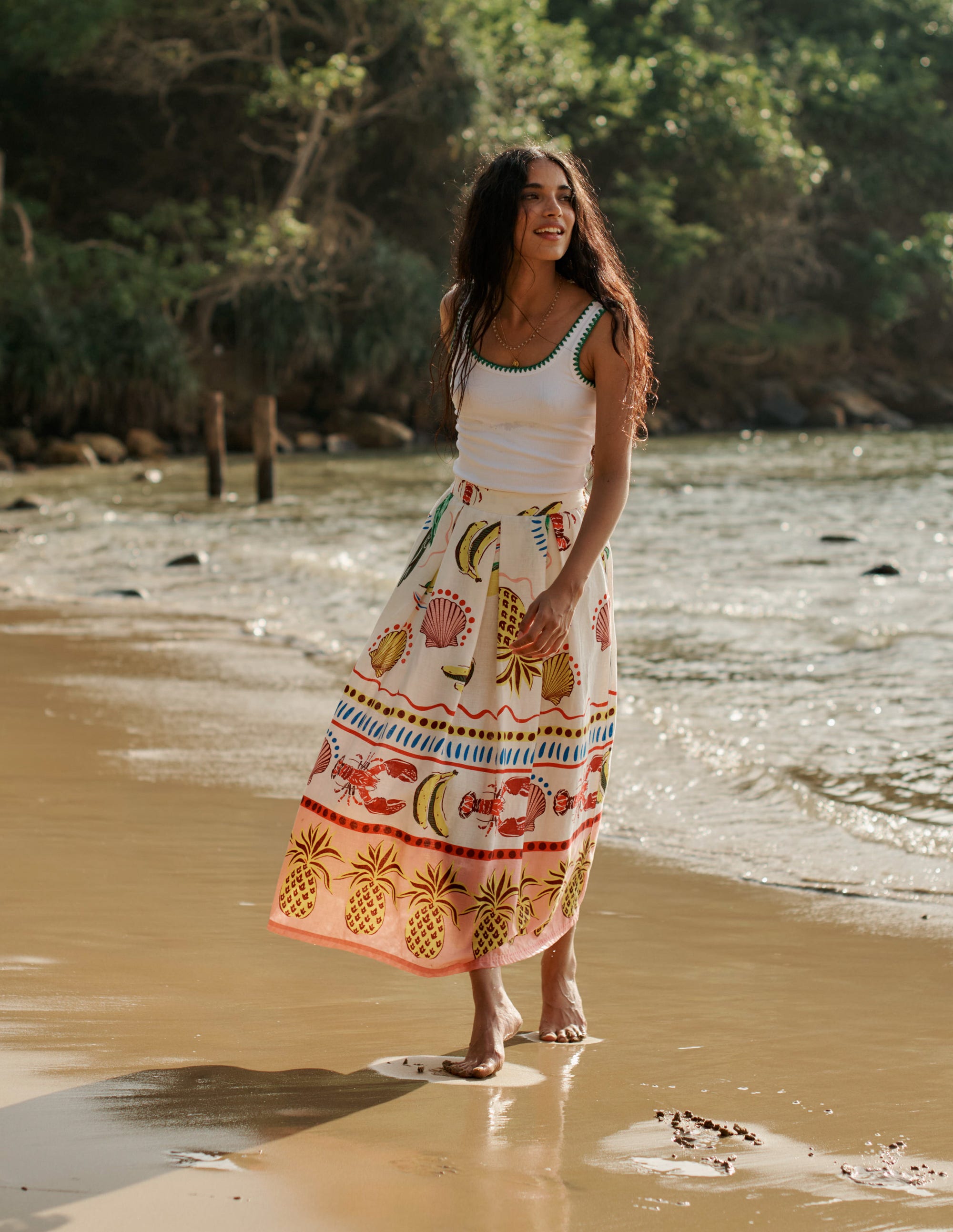 Verity Linen Midi Skirt-Multi, Tropical Bonanza - Image 5