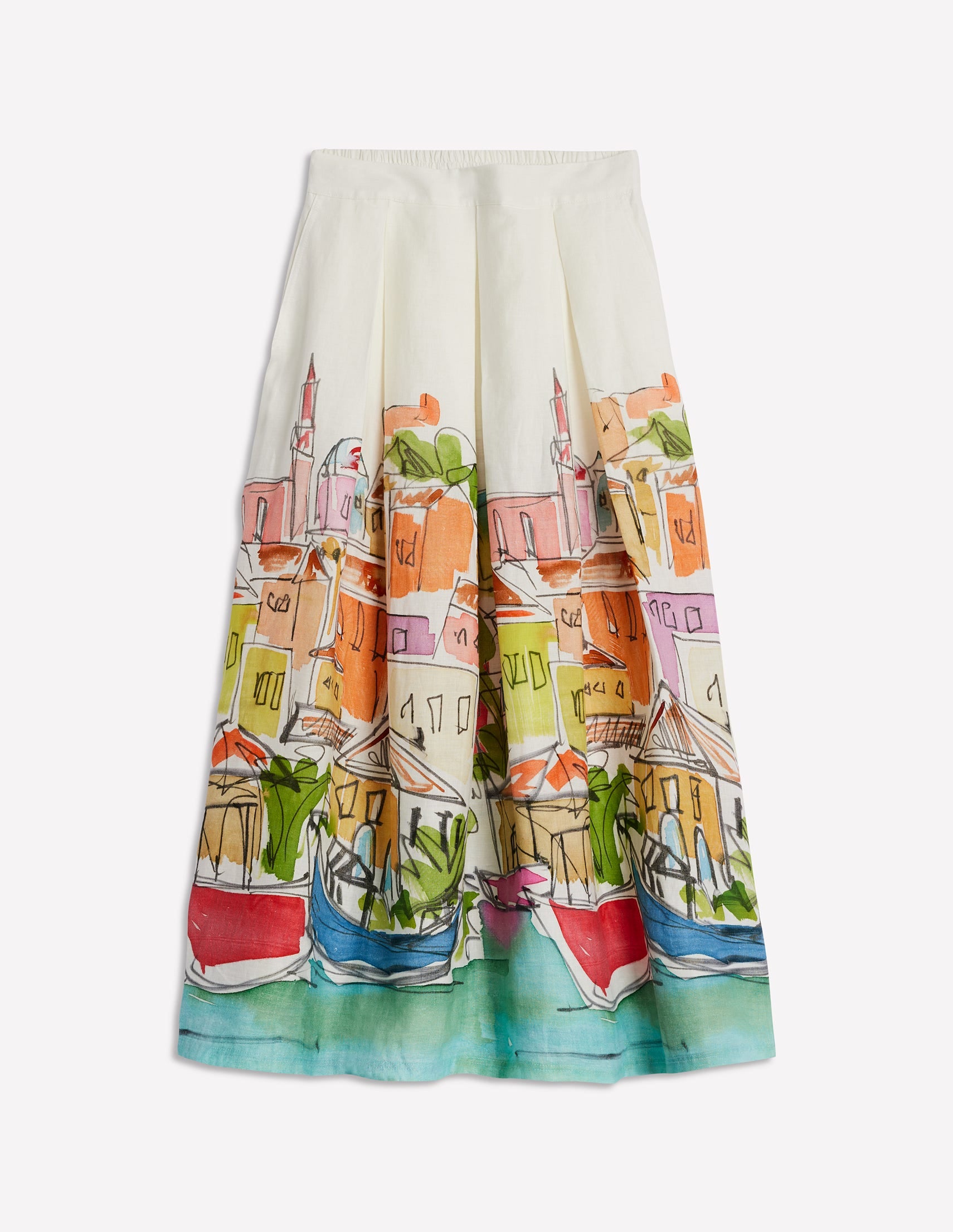 Verity Linen Midi Skirt-Multi, Rainbow Village - Image 5