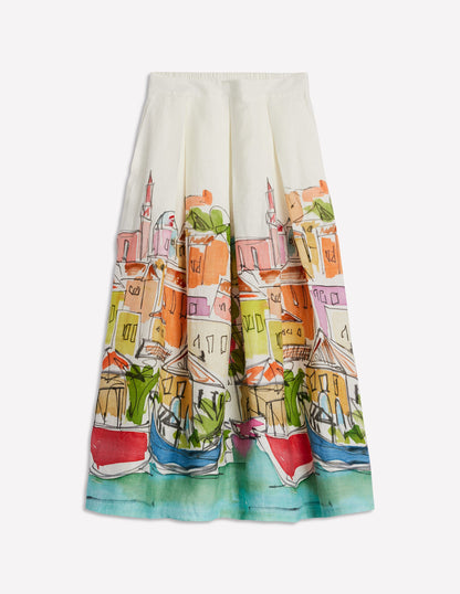 Verity Linen Midi Skirt-Multi, Rainbow Village