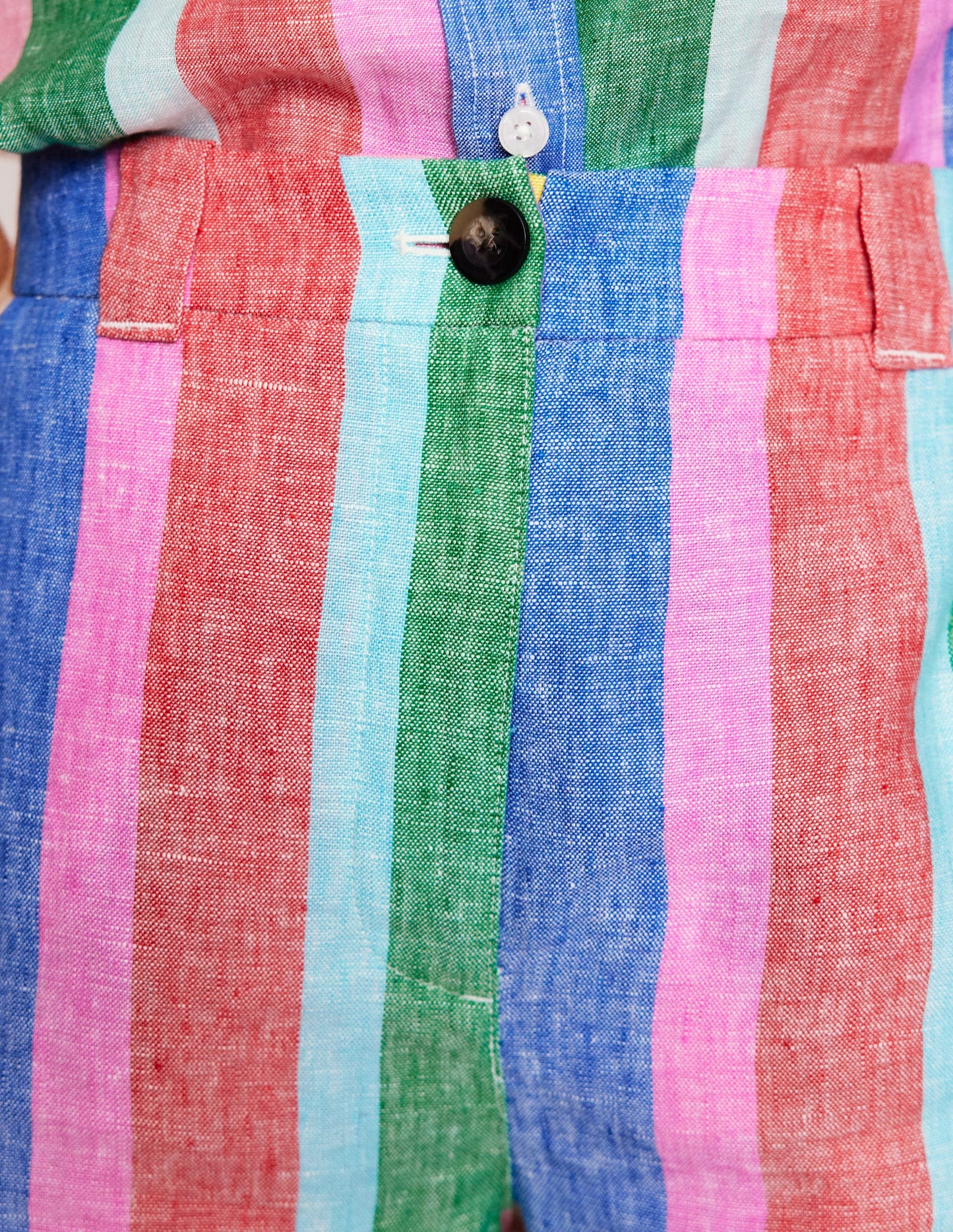 Westbourne Linen Shorts-Bright Rainbow Stripe