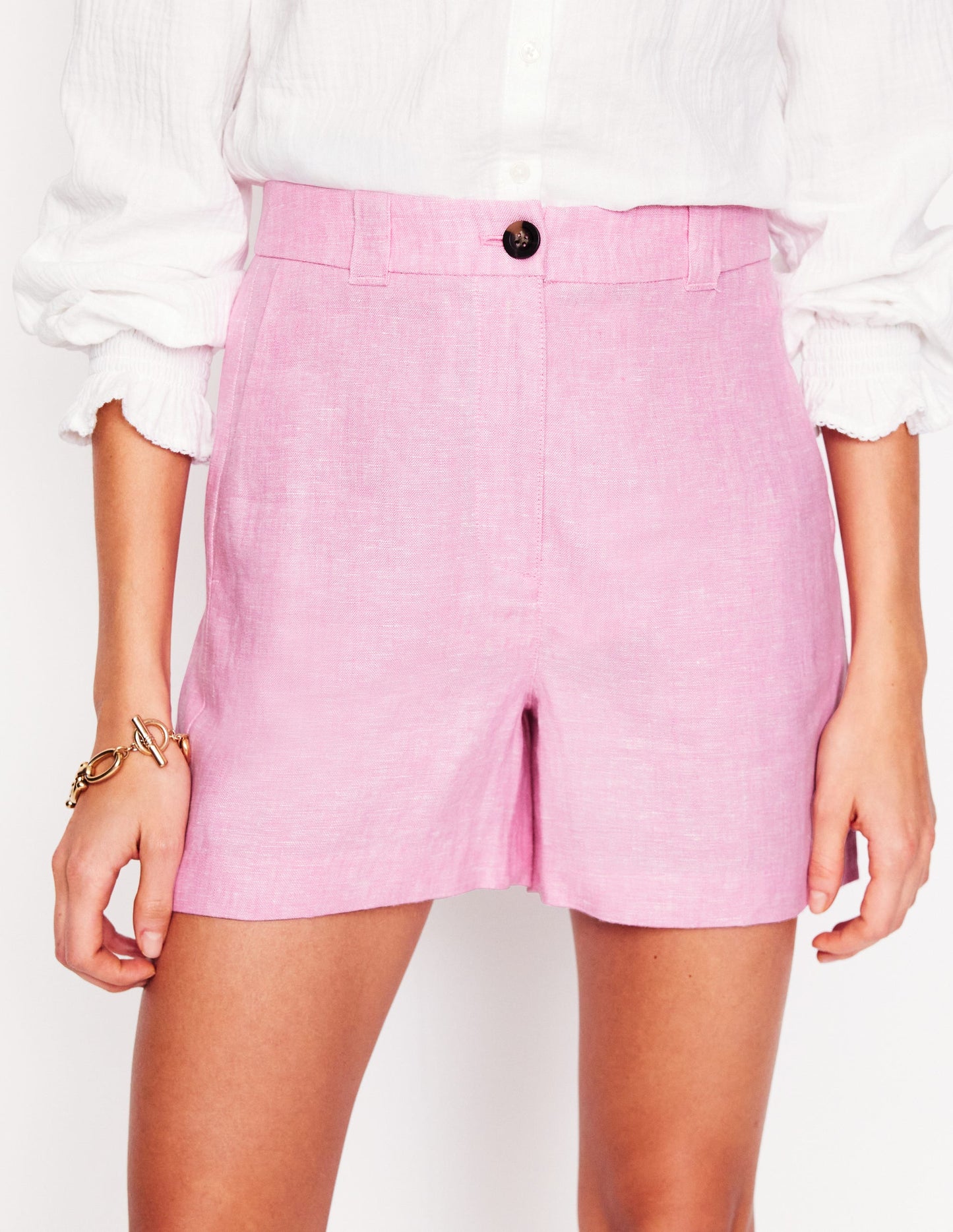 Westbourne Linen Shorts-Meadowsweet Pink Chambray