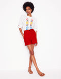 Westbourne Linen Shorts-Poppy Red