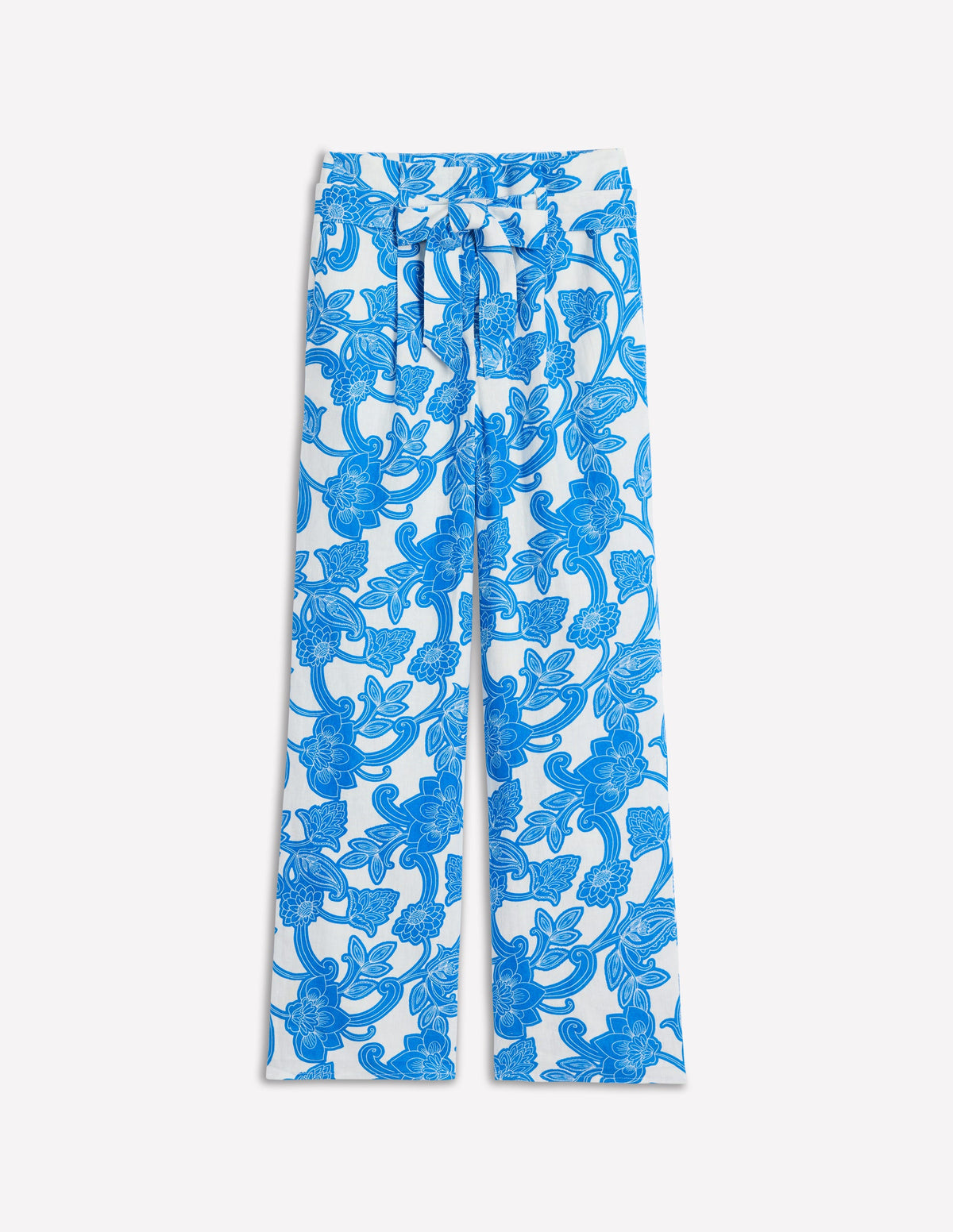 Belted Linen Pants-Cerulean Blue, Paisley Whirl - Image 6