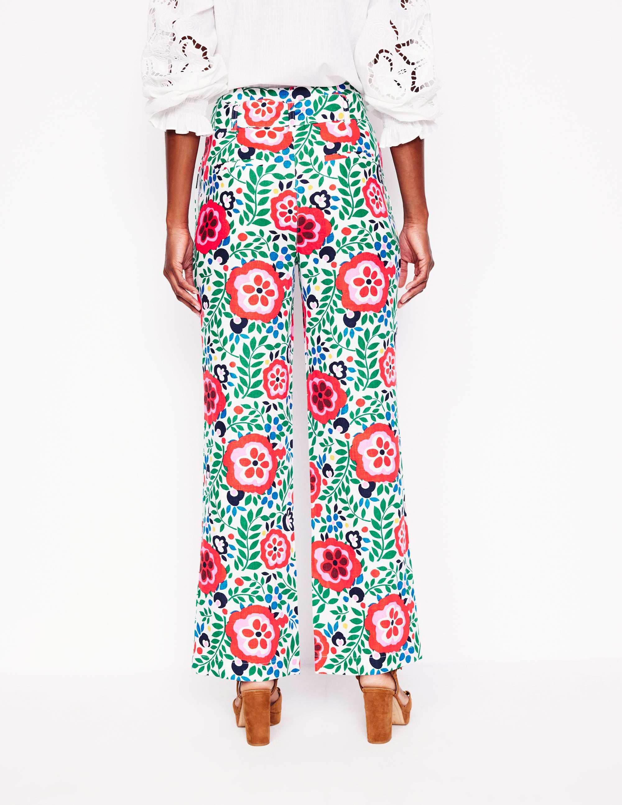 Belted Linen Pants-Multi, Foliage Scatter - Image 4