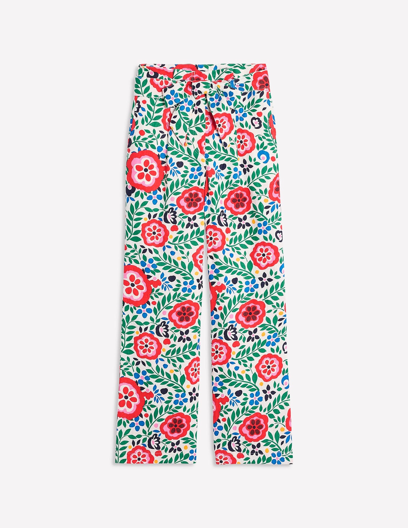 Belted Linen Pants-Multi, Foliage Scatter - Image 5