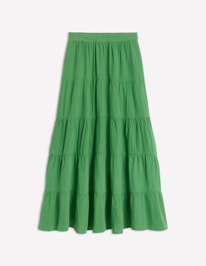 Nadia Double Cloth Maxi Skirt-Paradise Green