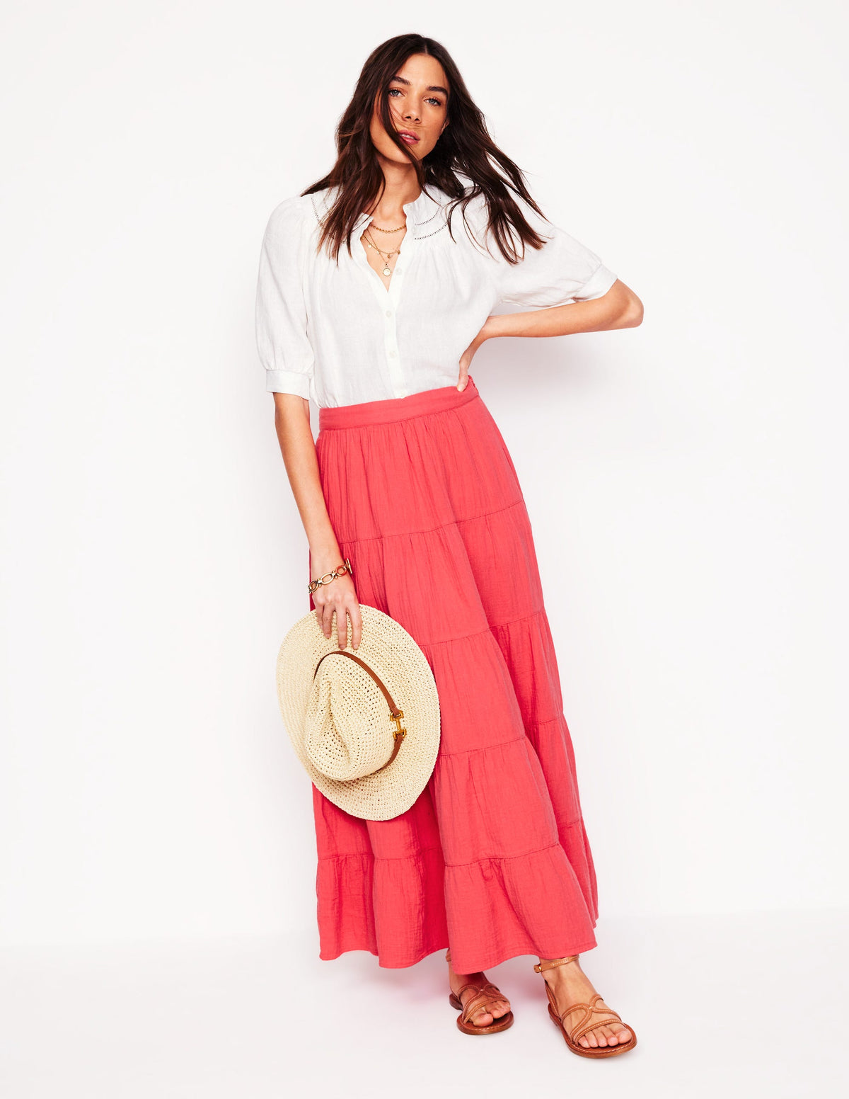 Nadia Double Cloth Maxi Skirt-Jam Red - Image 1