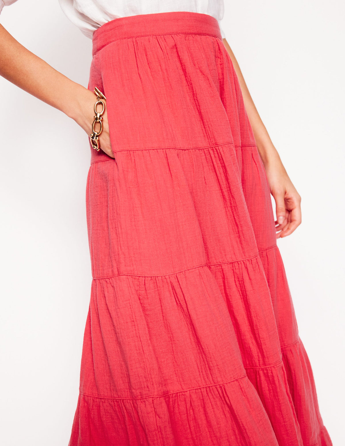Nadia Double Cloth Maxi Skirt-Jam Red - Image 2