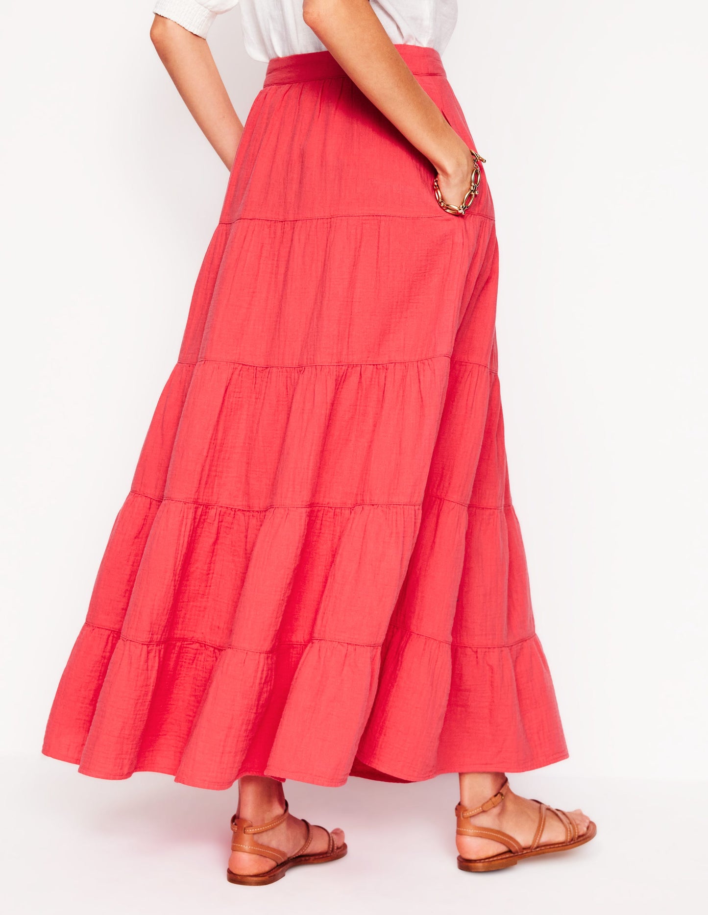 Nadia Double Cloth Maxi Skirt-Jam Red