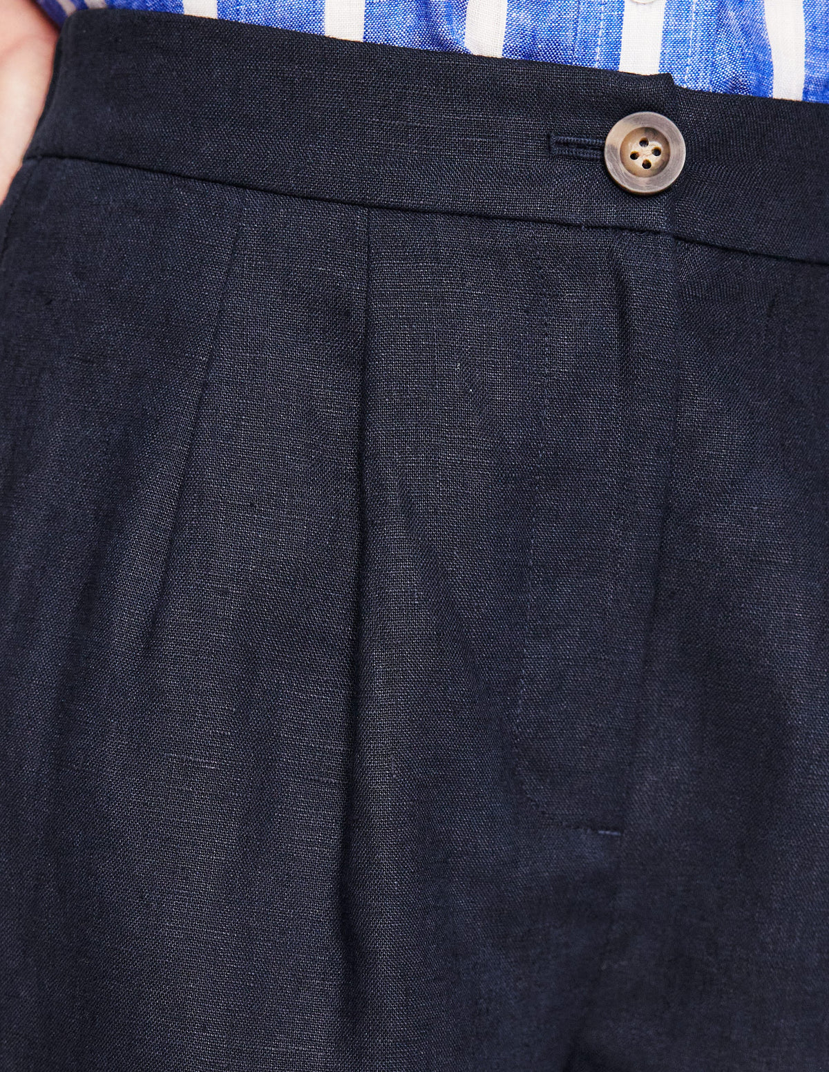 Dulwich Linen Shorts-Navy - Image 5