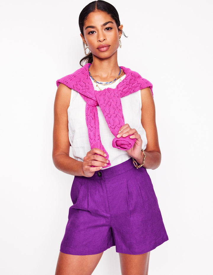 Dulwich Linen Shorts-Royal Purple