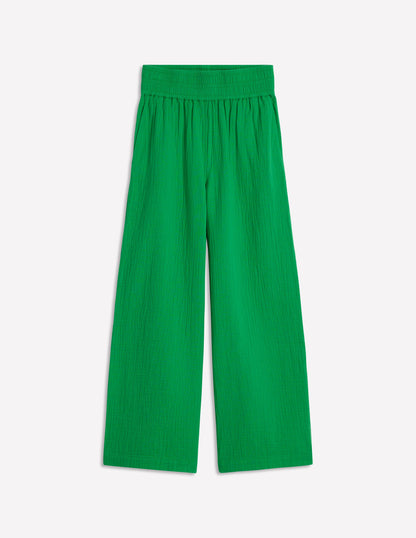 Cropped Double Cloth Pants-Sapling Green