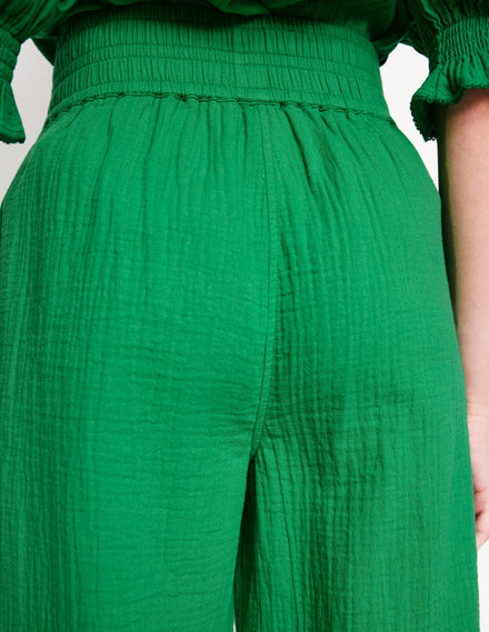 Cropped Double Cloth Pants-Sapling Green