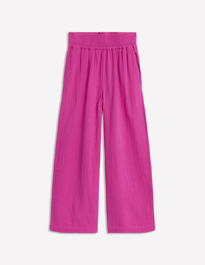 Cropped Double Cloth Pants-Cosmos Pink