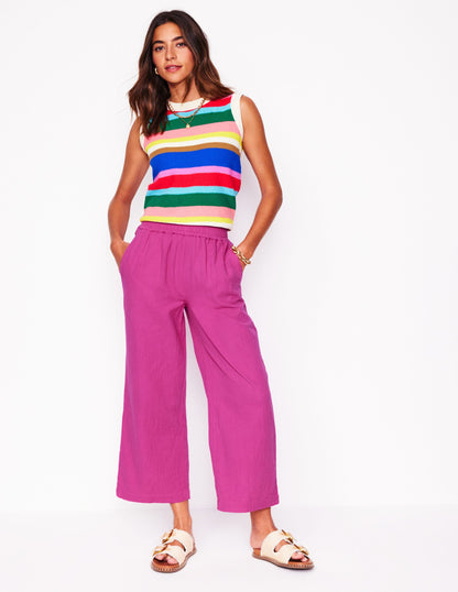 Cropped Double Cloth Pants-Cosmos Pink