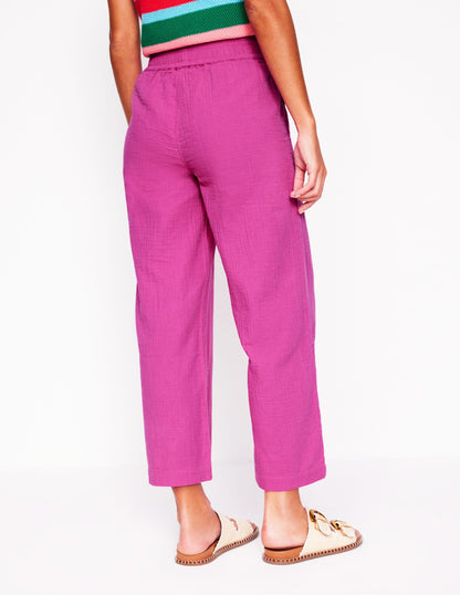 Cropped Double Cloth Pants-Cosmos Pink