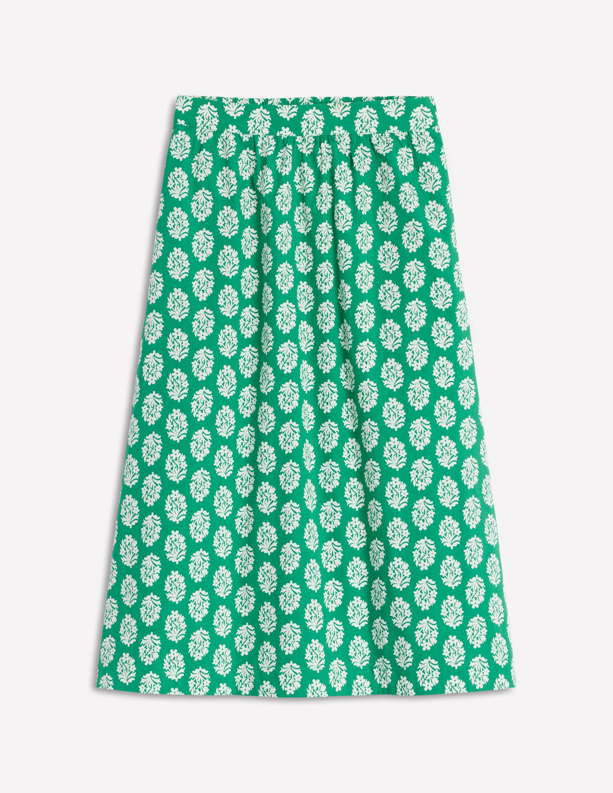 Hattie Poplin Midi Skirt-Rich Emerald, Posy Stamp - Image 5