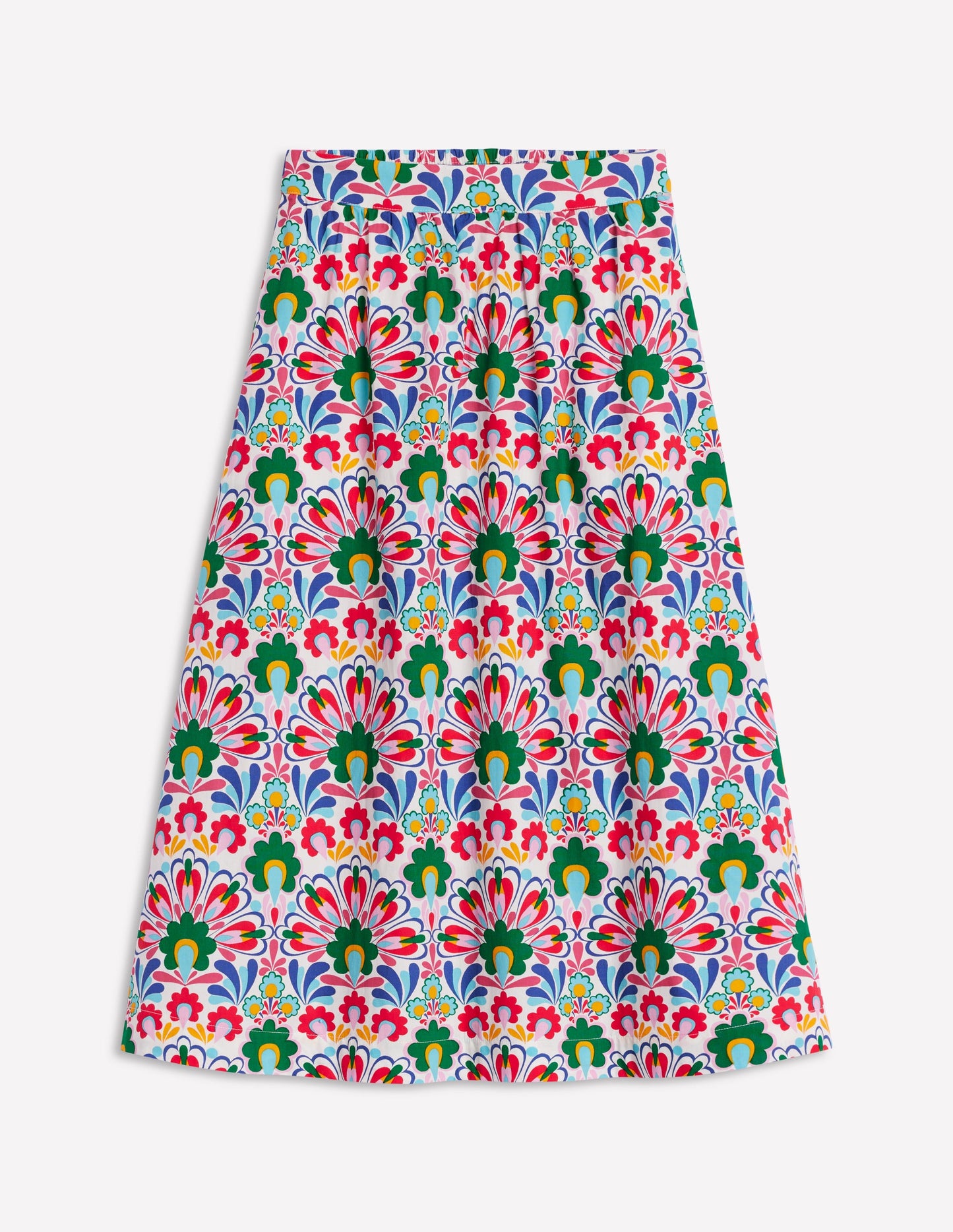 Hattie Poplin Midi Skirt-Multi, Decorative Dandelion