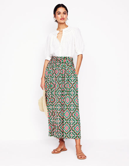 Rosaline Jersey Skirt-Rich Emerald, Mosaic Lawn