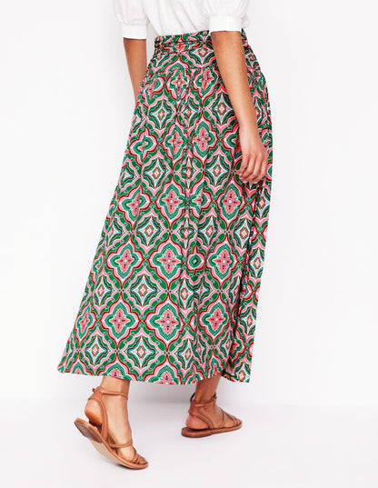 Rosaline Jersey Skirt-Rich Emerald, Mosaic Lawn