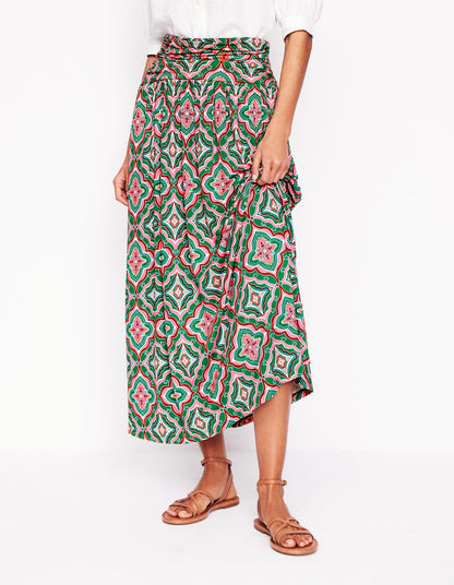 Rosaline Jersey Skirt-Rich Emerald, Mosaic Lawn