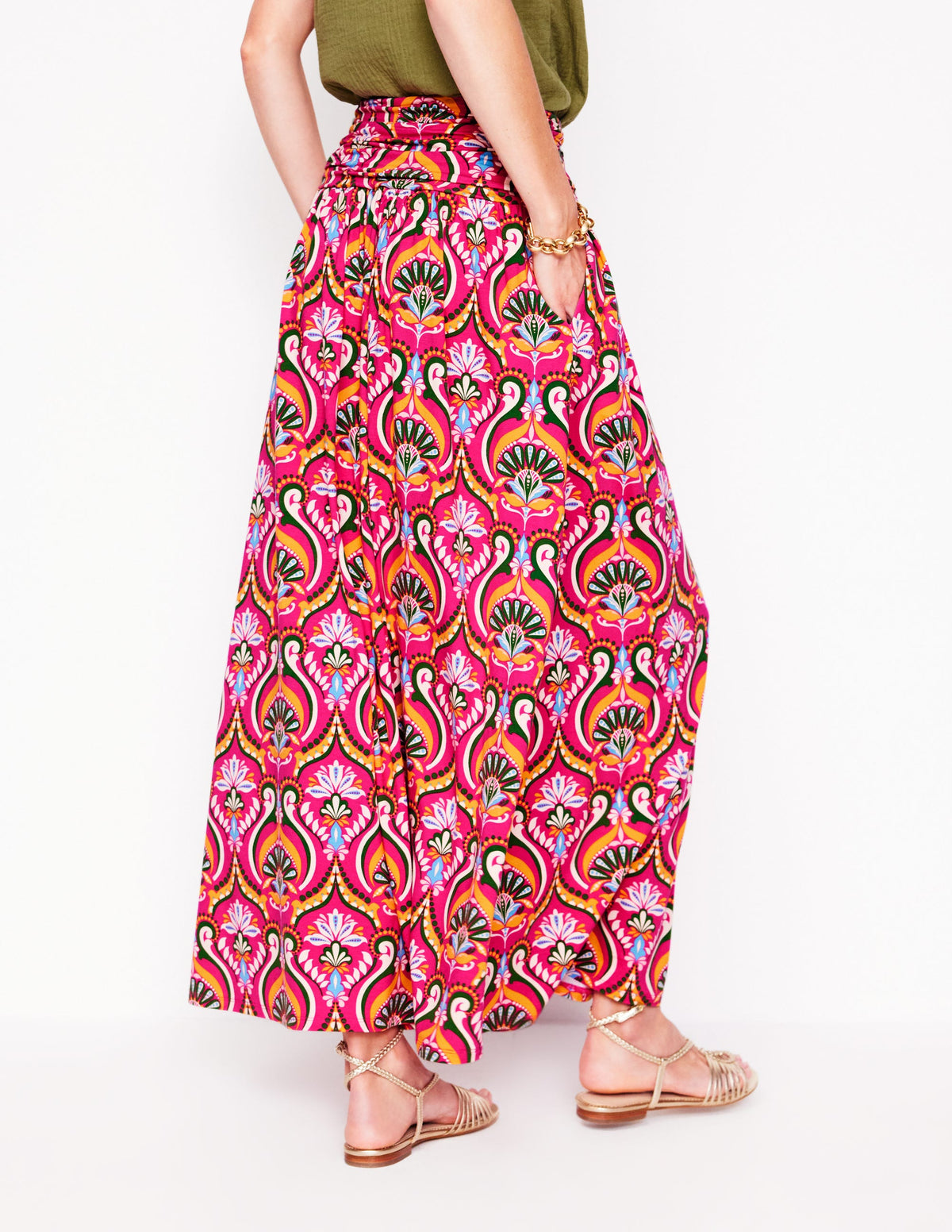 Rosaline Jersey Skirt-Pink Peony, Ornamental Floral - Image 3