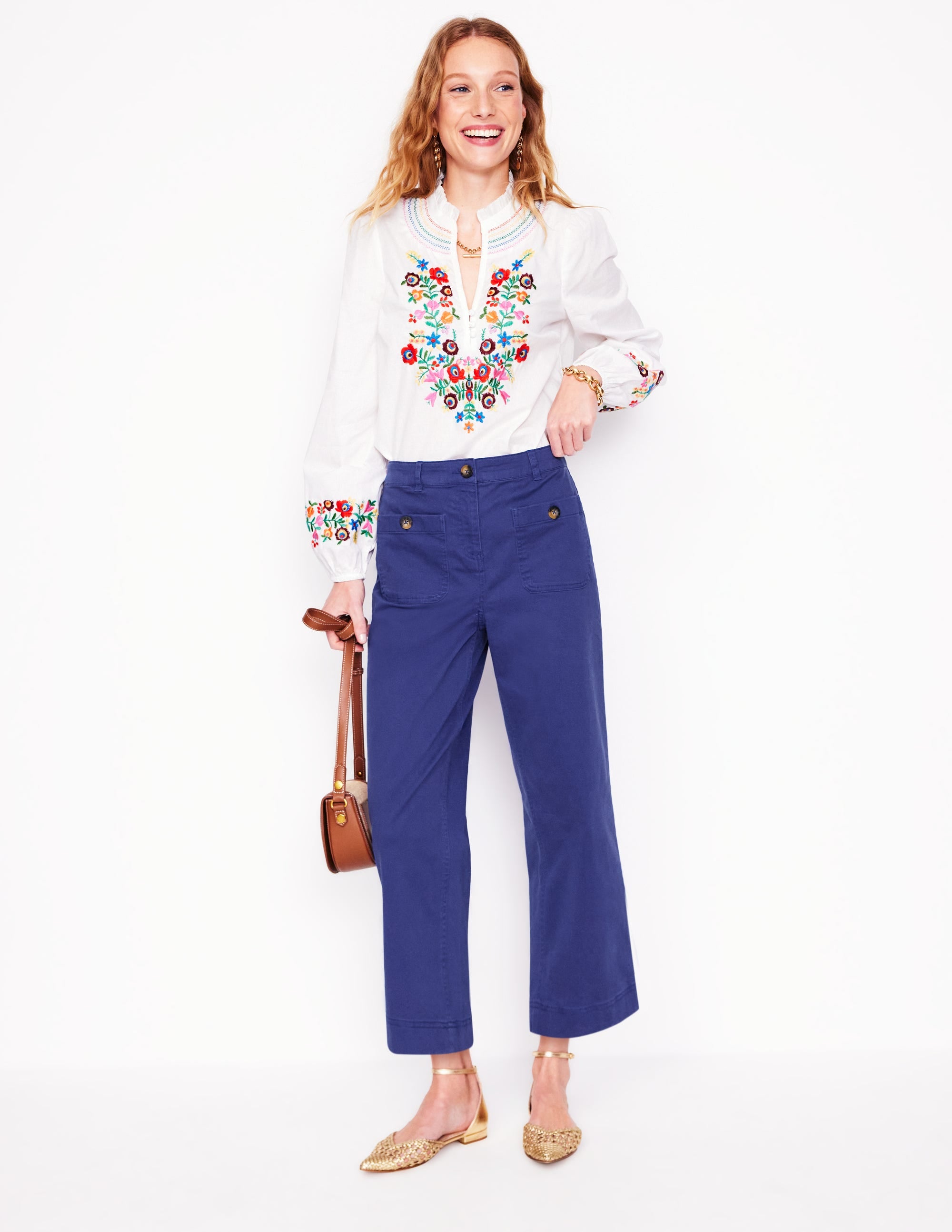 Patch Pocket Crop Chino Pants-Starboard Blue - Image 1