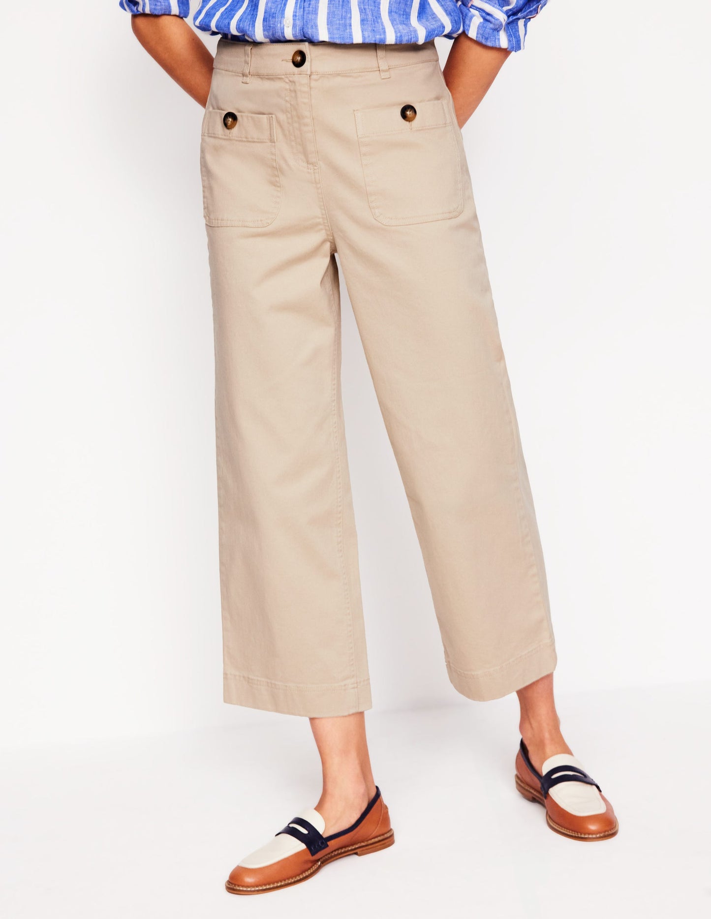 Patch Pocket Chino Trousers-Oatmeal