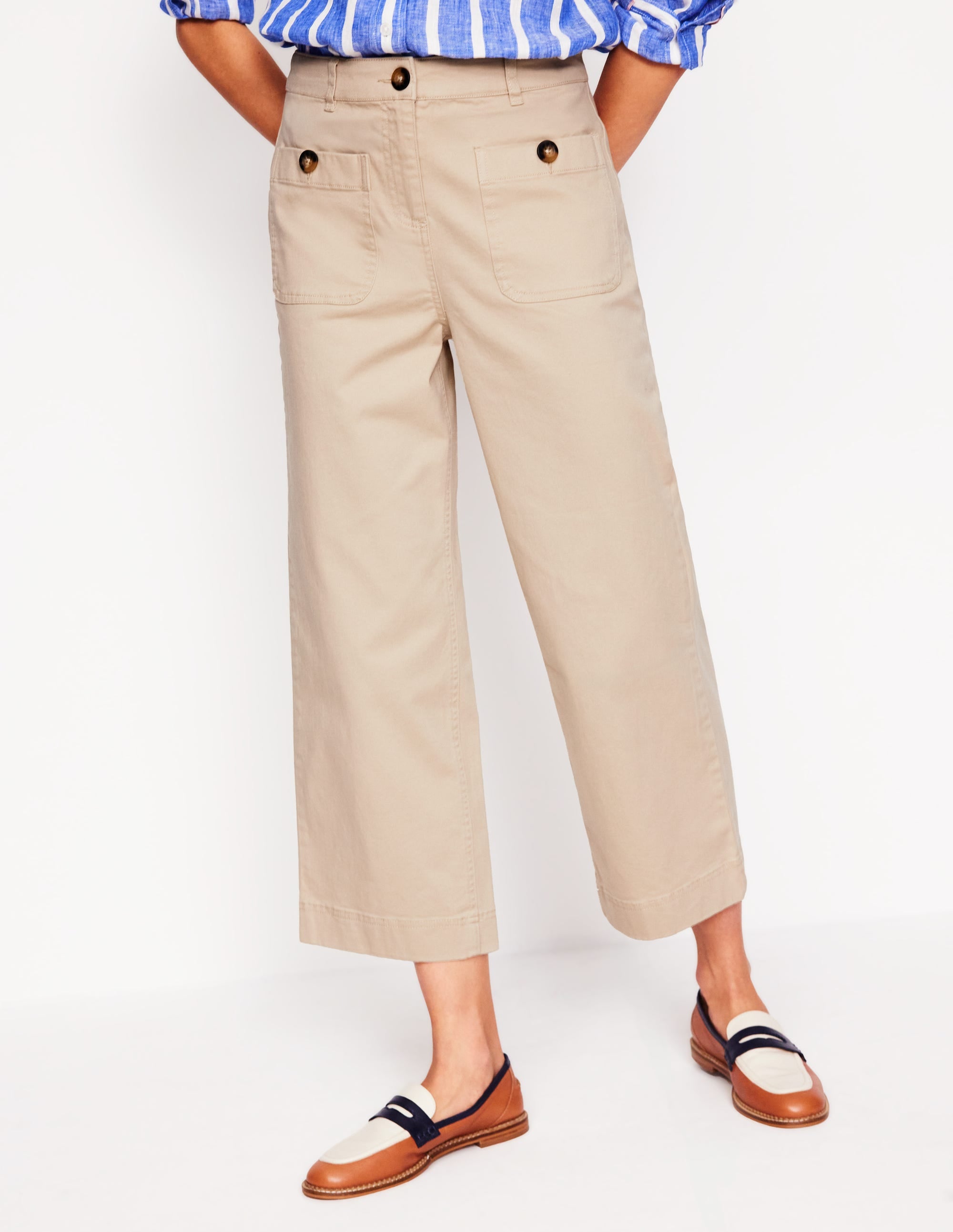 Patch Pocket Crop Chino Pants-Oatmeal - Image 4