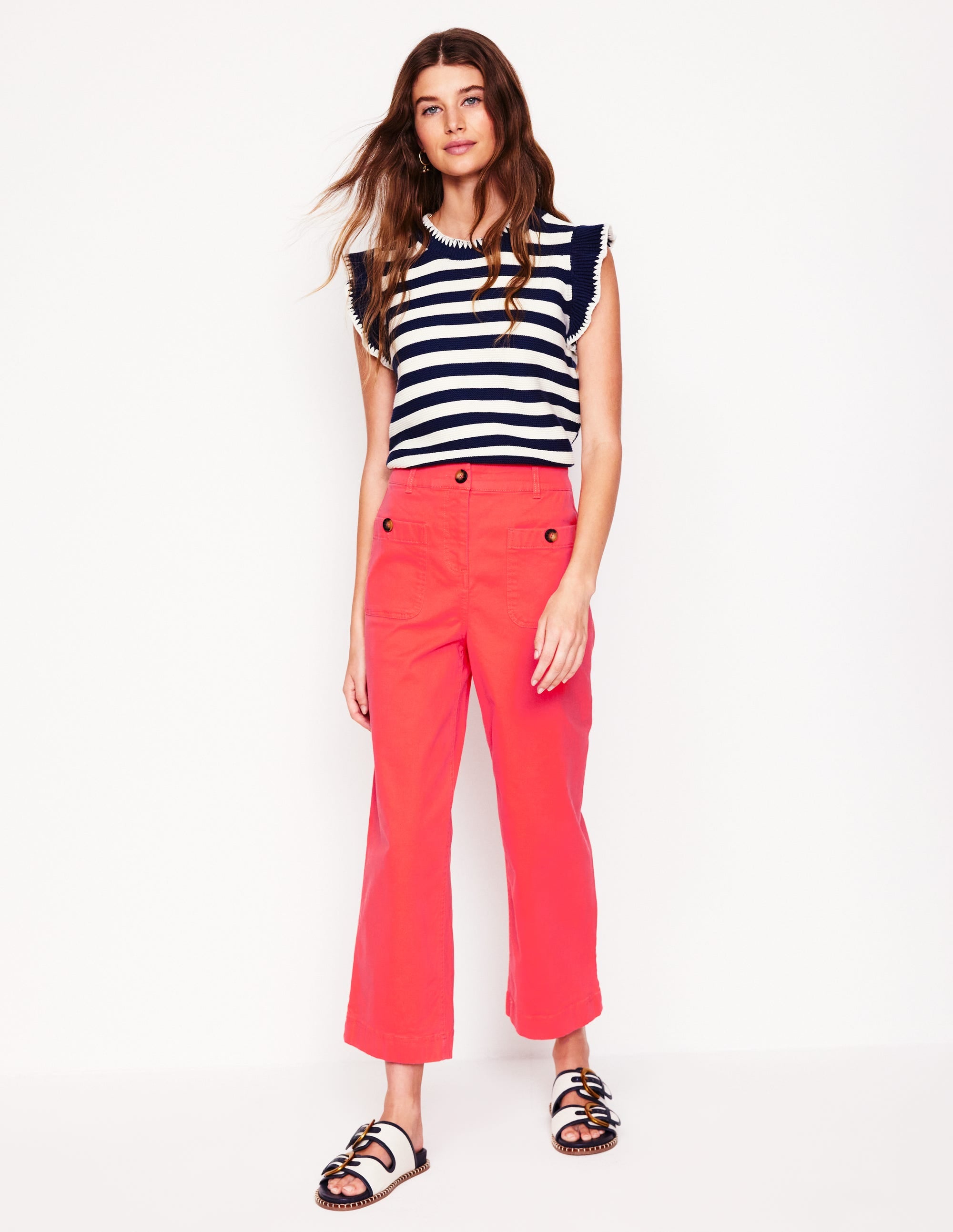 Patch Pocket Crop Chino Pants-Jam Red - Image 1