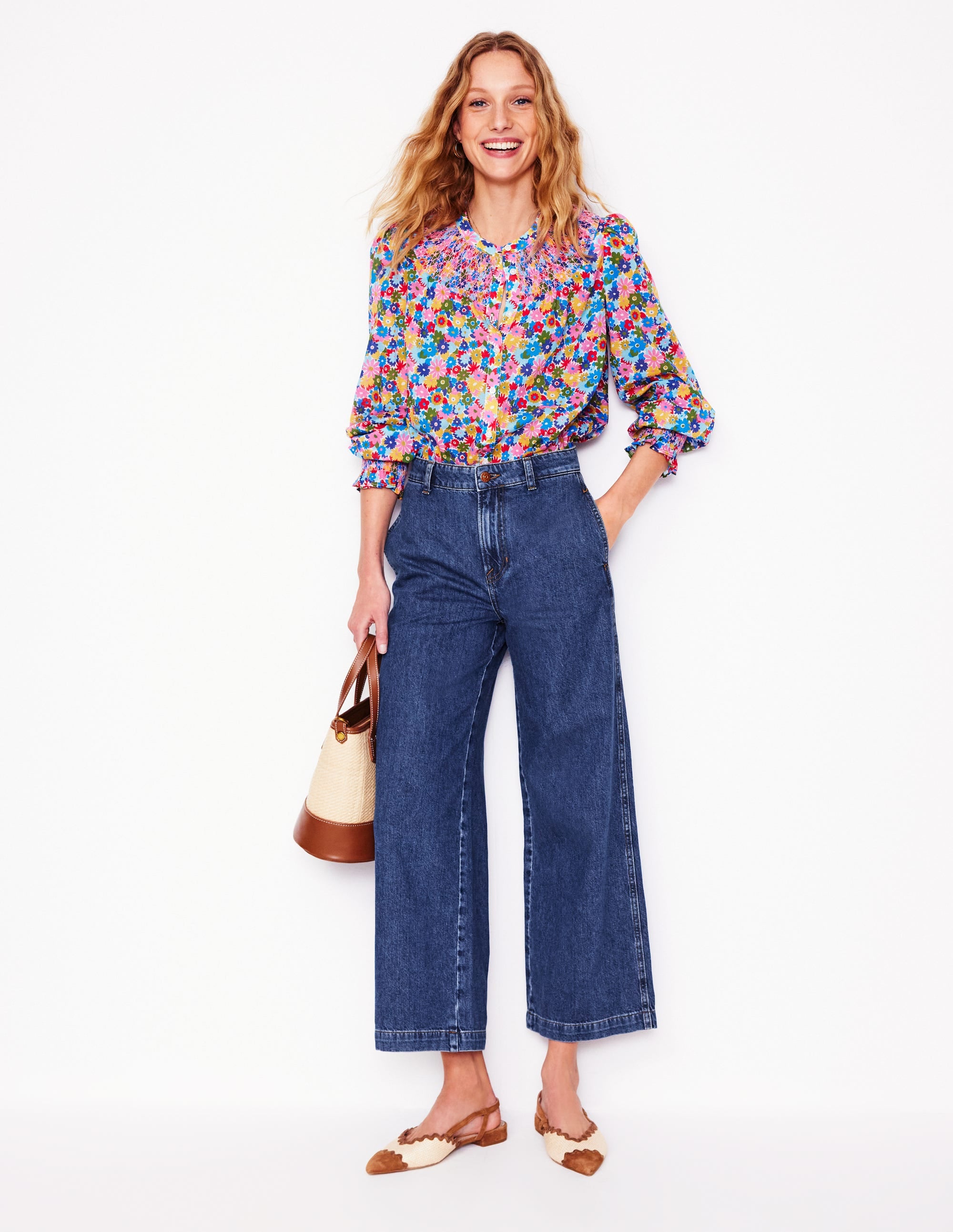 Cropped Fluid Jeans-Mid Vintage - Image 1