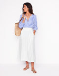 Double Cloth Smocked Skirt-White