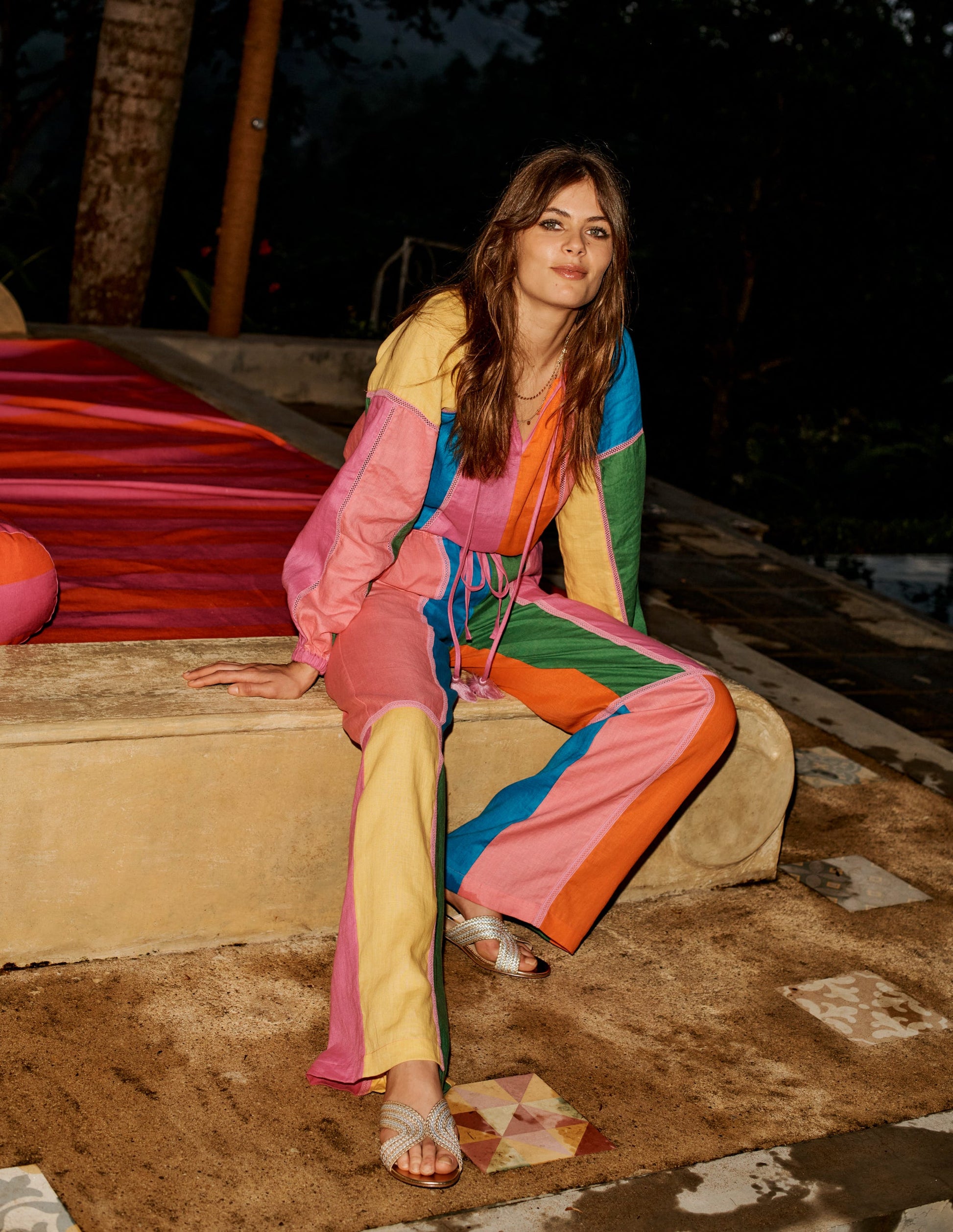 Islington Linen Pants-Multi Colourblock-5