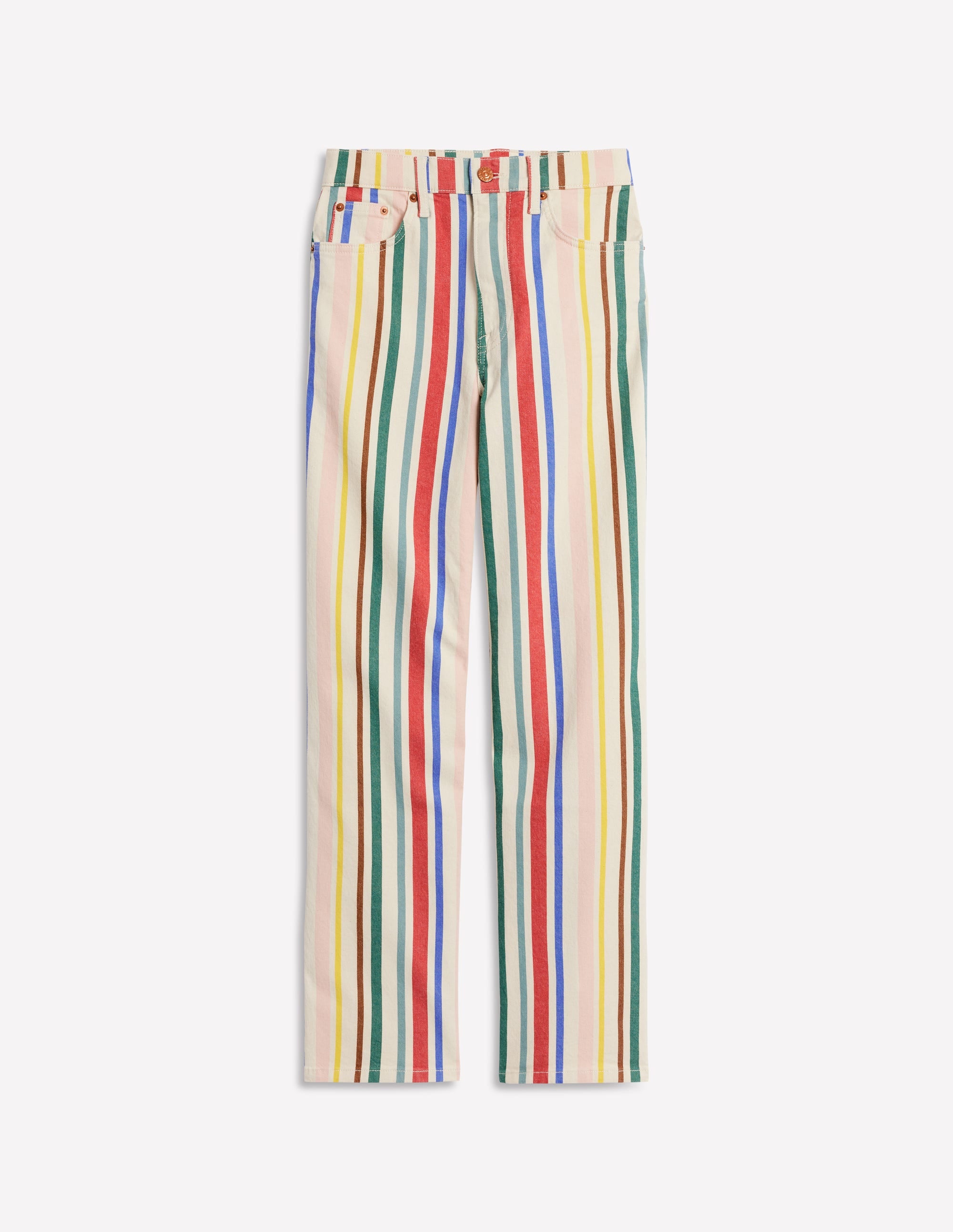 High Rise Stripe Crop Jeans-Green and Pink Rainbow Stripe - Image 7
