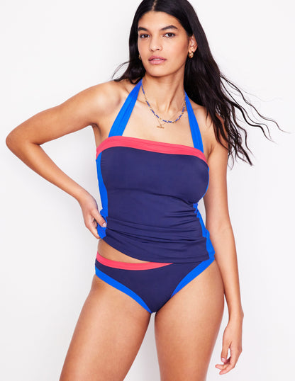 Santorini Tankini Top-Navy/ Coral Punch Pink/ Blue-2