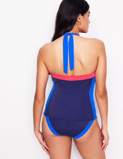 Santorini Tankini Top-Navy/ Coral Punch Pink/ Blue-6