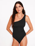 One Shoulder Swimsuit-Black