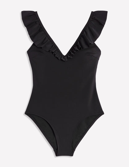 Evia Ruffle Swimsuit-Black