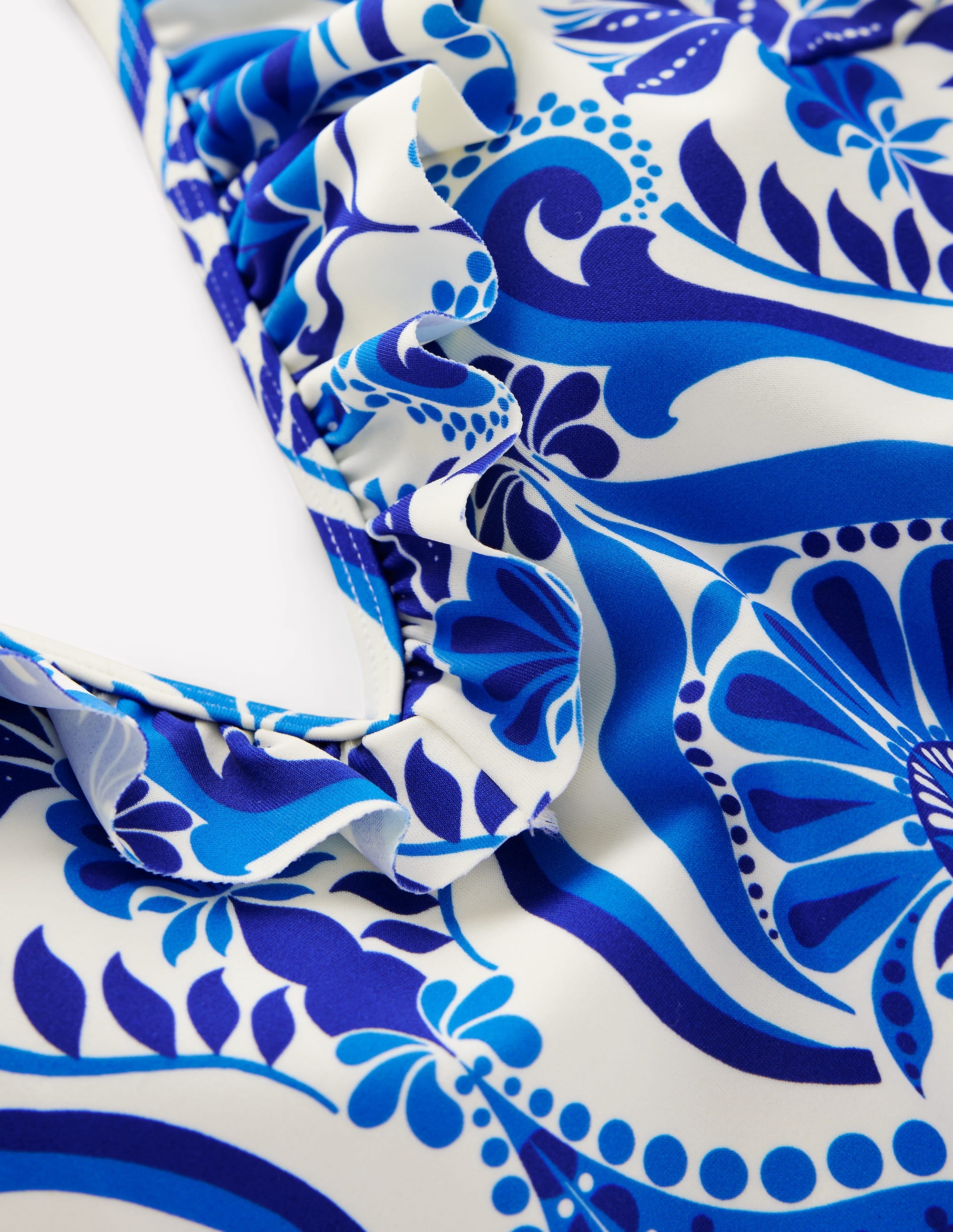 Evia Ruffle Swimsuit-Blue, Ornamental Floral - Image 9