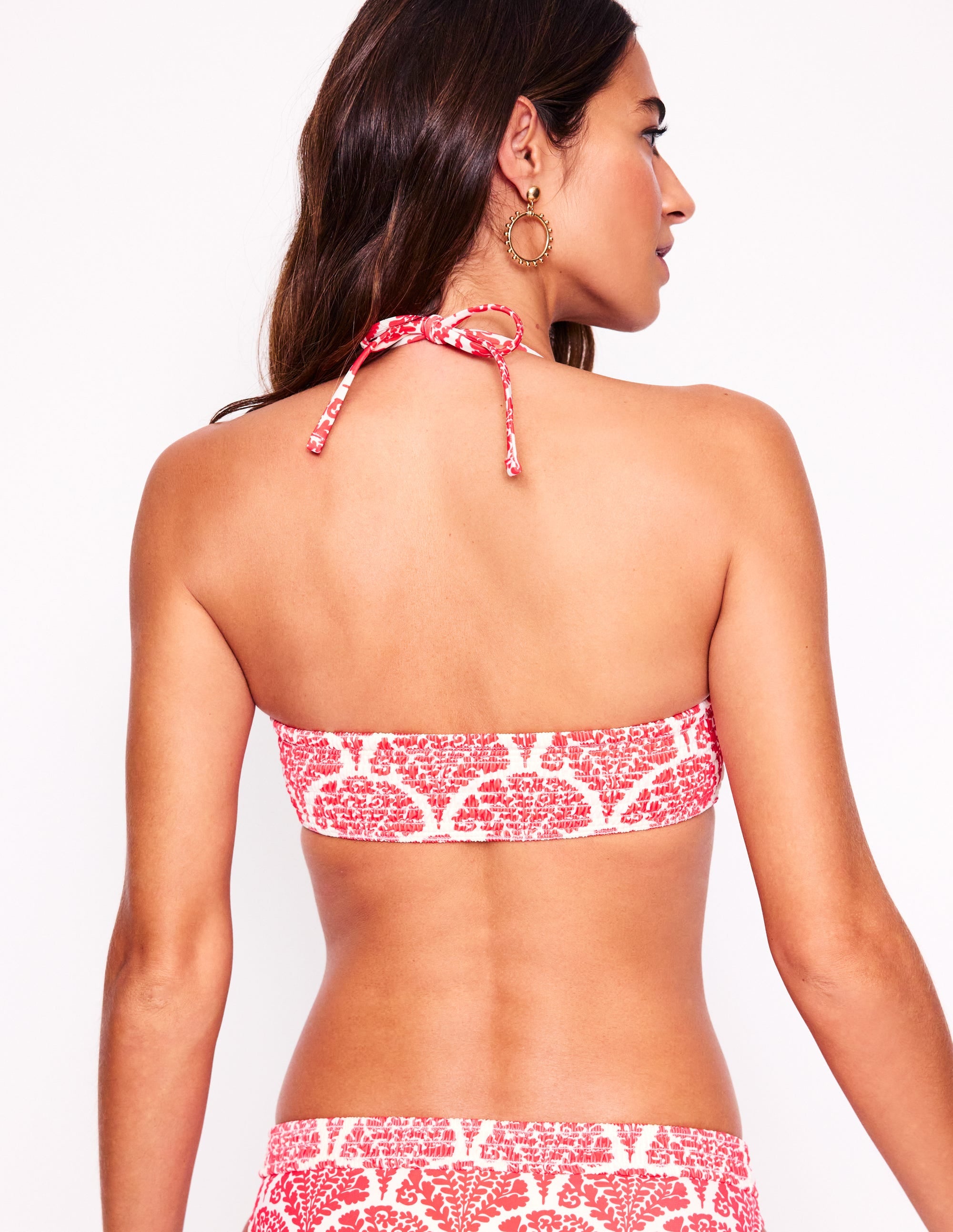 Milos Smocked Bikini Top-Jam Red, Blossomy - Image 4