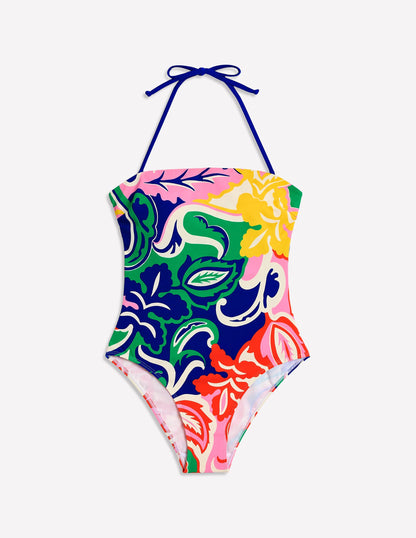 Paros Bandeau Swimsuit-Multi, Foliage Twirl