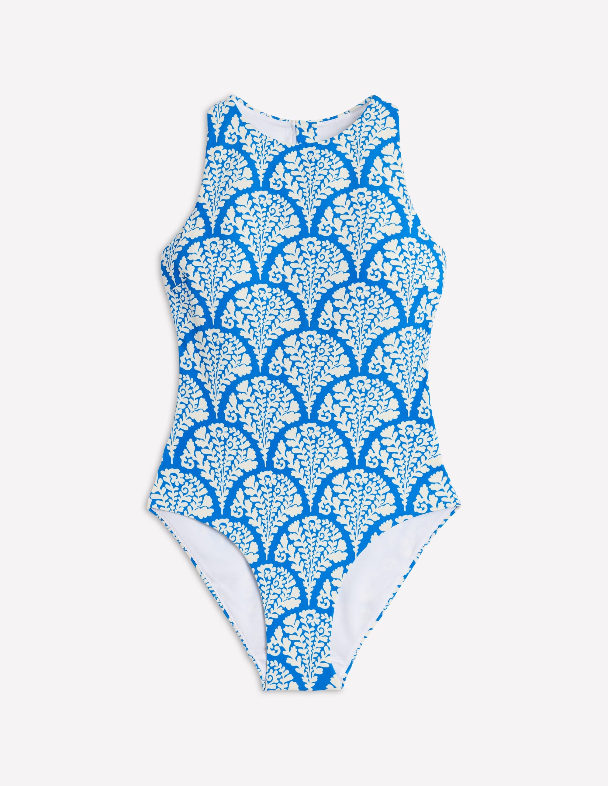 Sporty High Neck Swimsuit-Bright Blue, Blossomy - Image 7