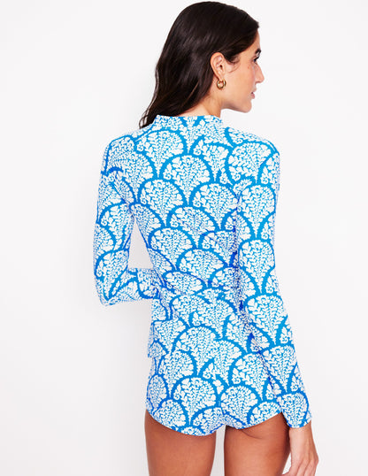 Sun Safe Raglan Rash Vest-Bright Blue, Blossomy-4