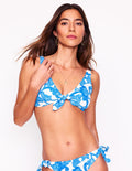 Tie Front Bikini Top-Cerulean Blue, Paisley Whirl
