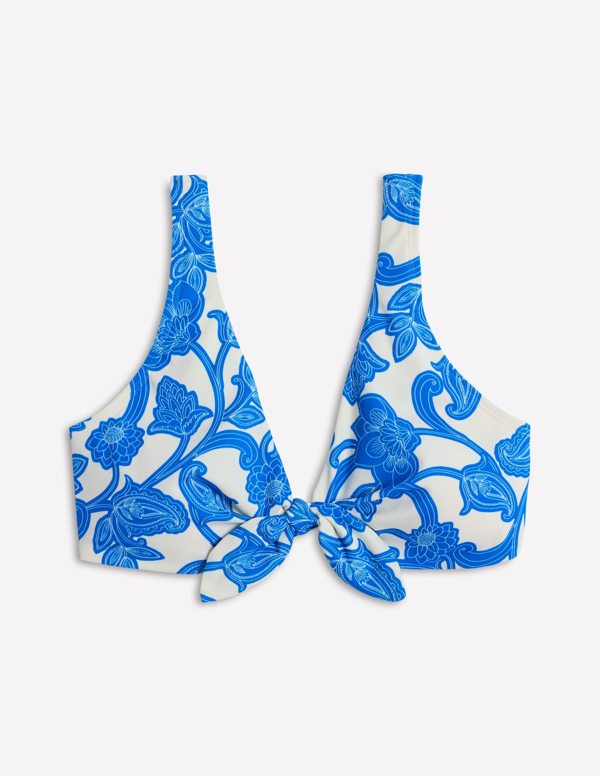 Tie Front Bikini Top-Cerulean Blue, Paisley Whirl - Image 7