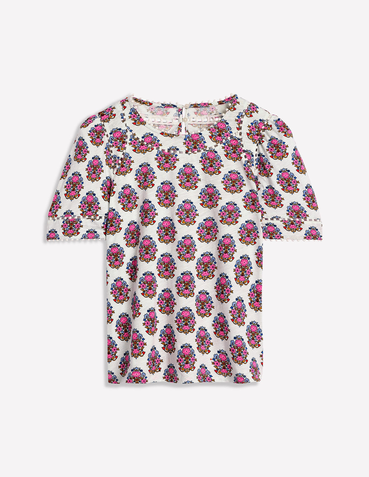 Mila Trim Detail Top-Ivory, Wildflower Stamp - Image 5