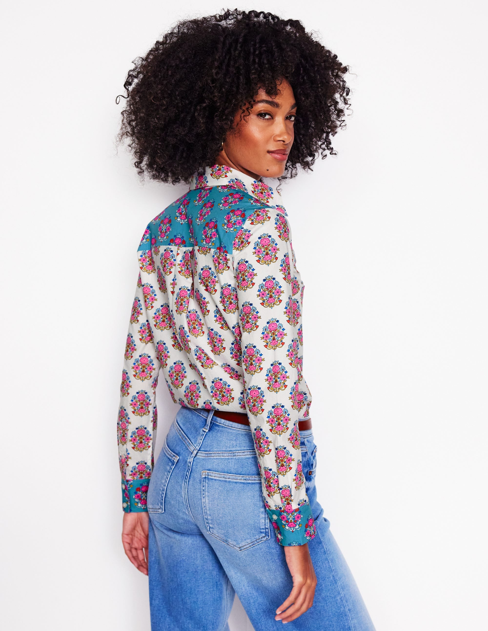 Sienna Cotton Shirt-Ivory, Wildflower Stamp - Image 3